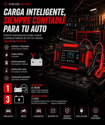 PowerPulse™ Cargador Reparador de Baterías Inteligente