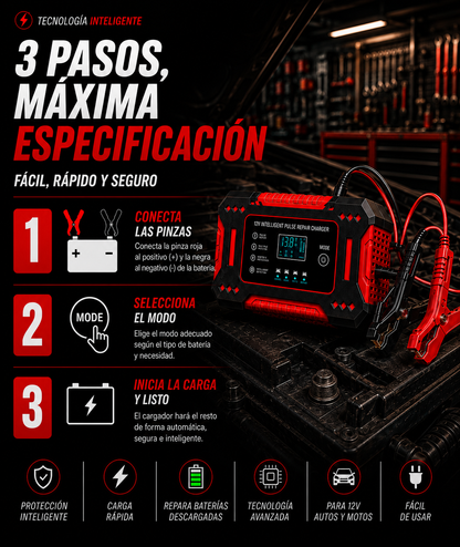 PowerPulse™ Cargador Reparador de Baterías Inteligente