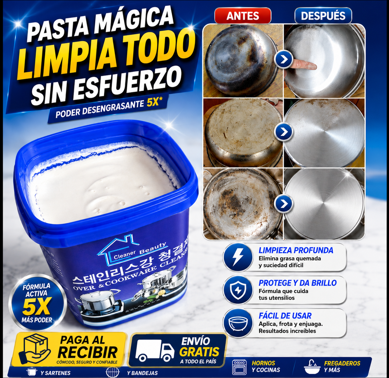 Pasta Mágica Limpiadora Ultra Premium - Saca Grasa y Óxido
