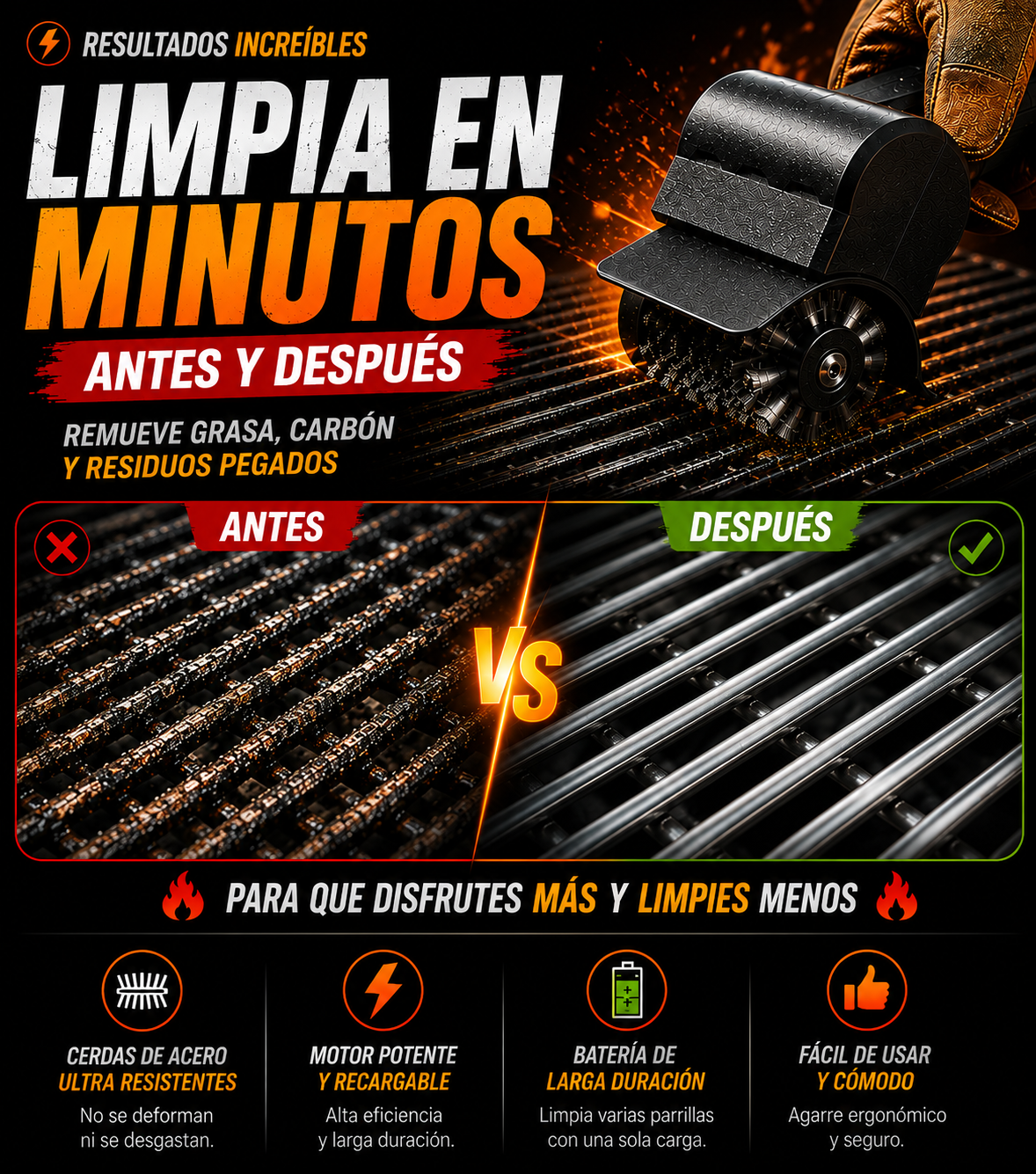 SmartGrill Pro™ Limpiador de Parrillas
